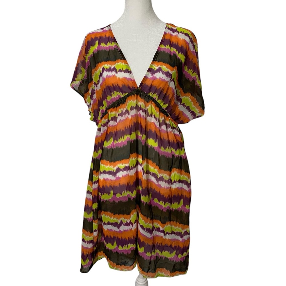 Gianni Bini Multicolor Sheer Swimsuit Cover Up Dress